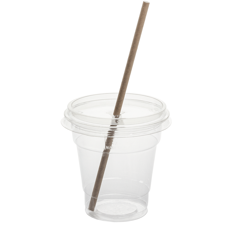 TAZA (VASO) EN PET CON TAPA PLANA CON AGUJERO 30CL (300ML/10OZ) - Image 2
