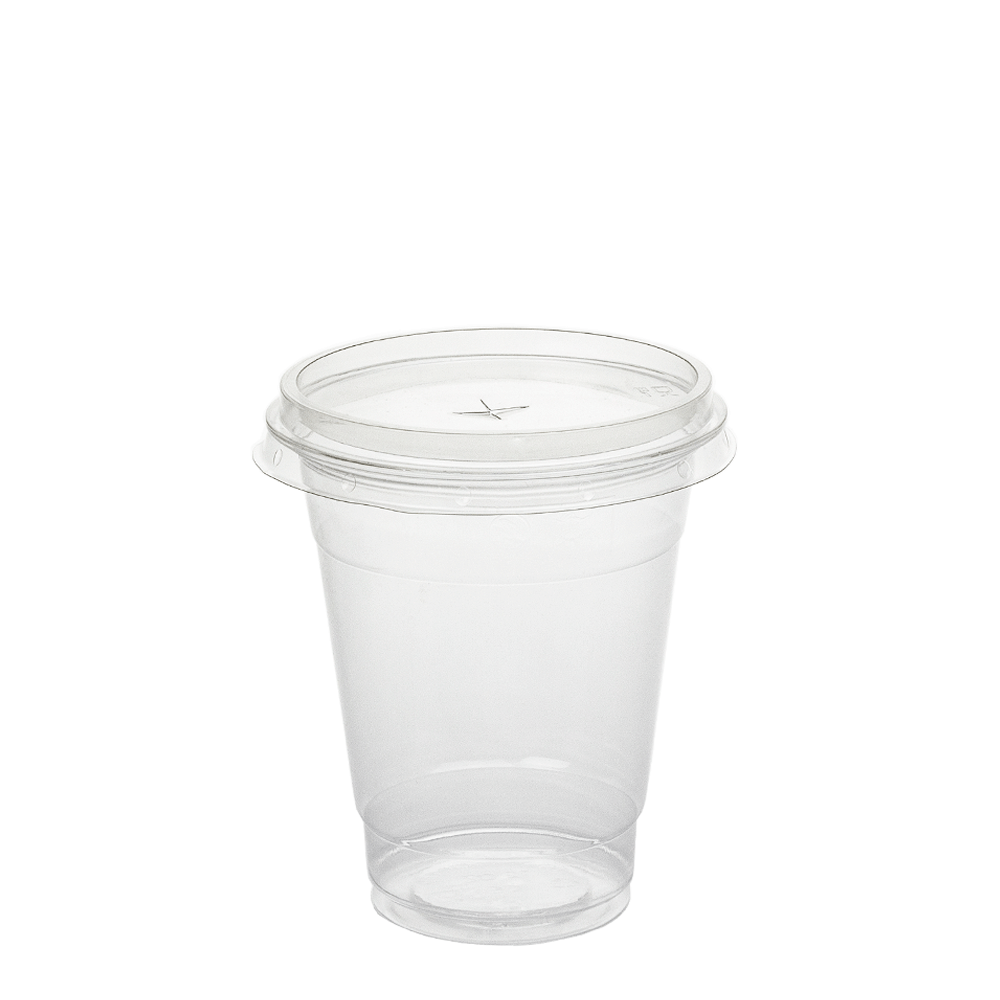 TAZA (VASO) EN PET CON TAPA PLANA CON AGUJERO 42,5CL (425ML/12OZ)