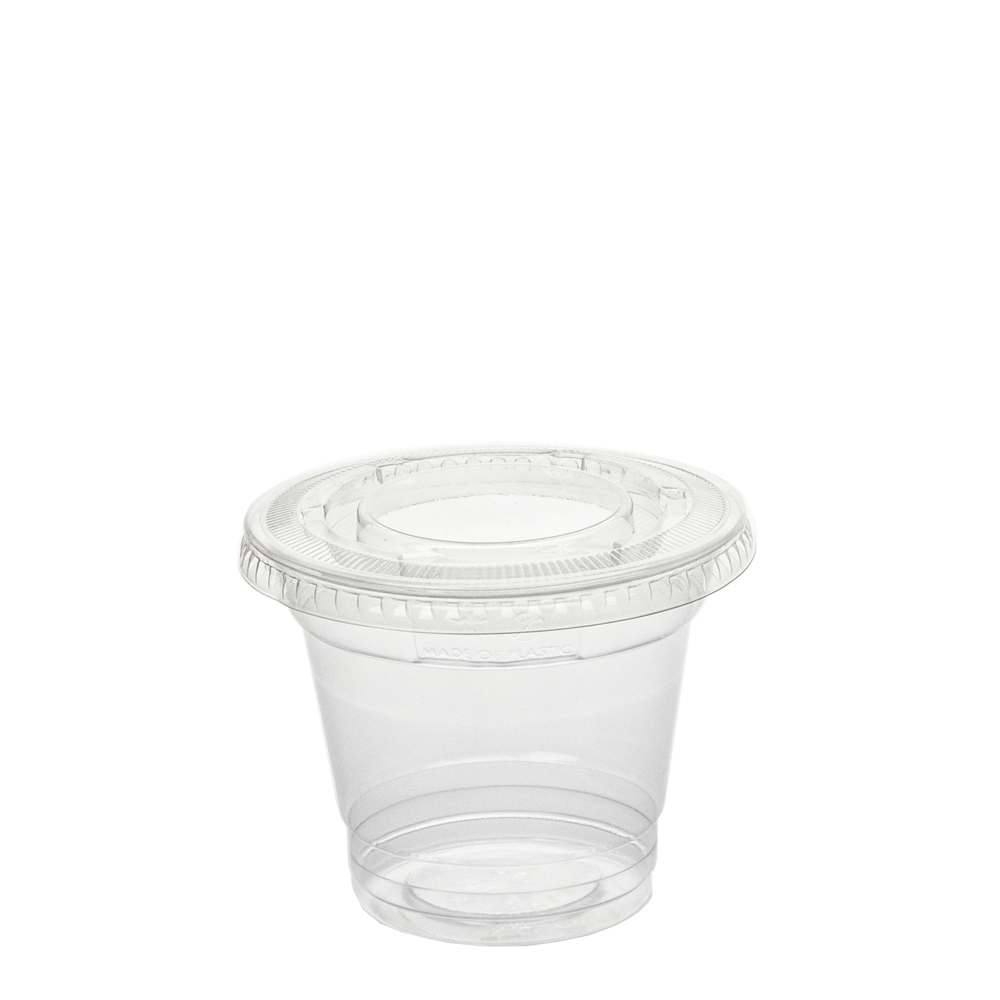 TAZA (VASO) EN PET CON TAPA PLANA SIN AGUJERO 24CL (240ML/8OZ)