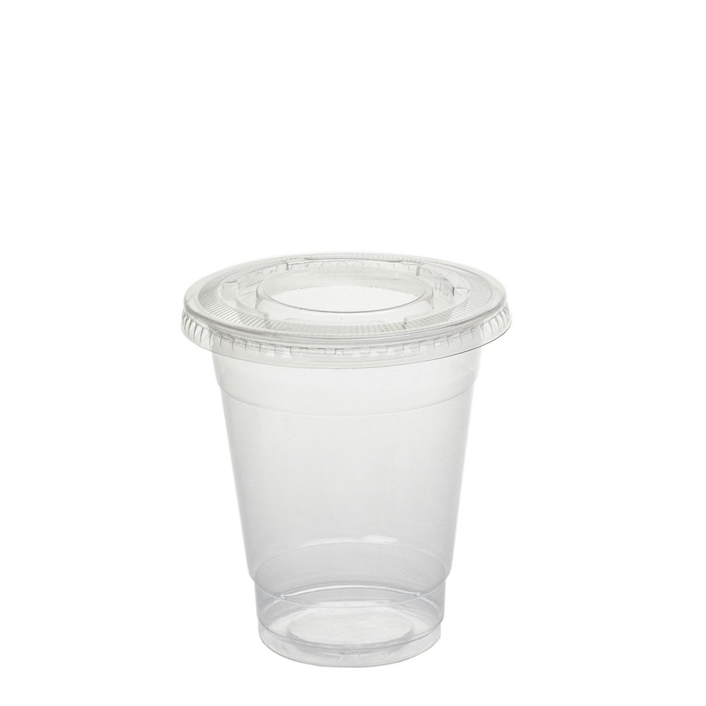 TAZA (VASO) EN PET CON TAPA PLANA SIN AGUJERO 42,5CL (425ML/12OZ)