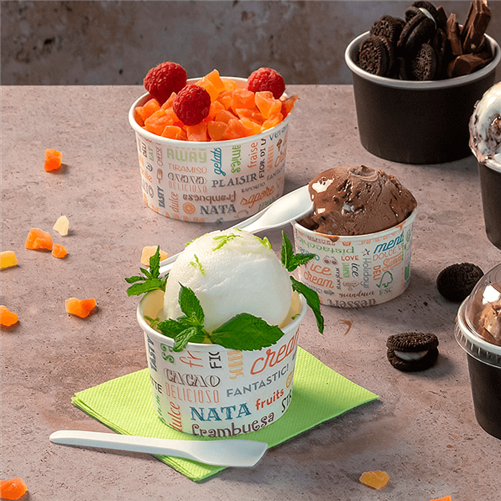TAZA PARA HELADO EN PAPEL (CARTÓN) PAROLE CON TAPA 18CL (180ML) - Image 2