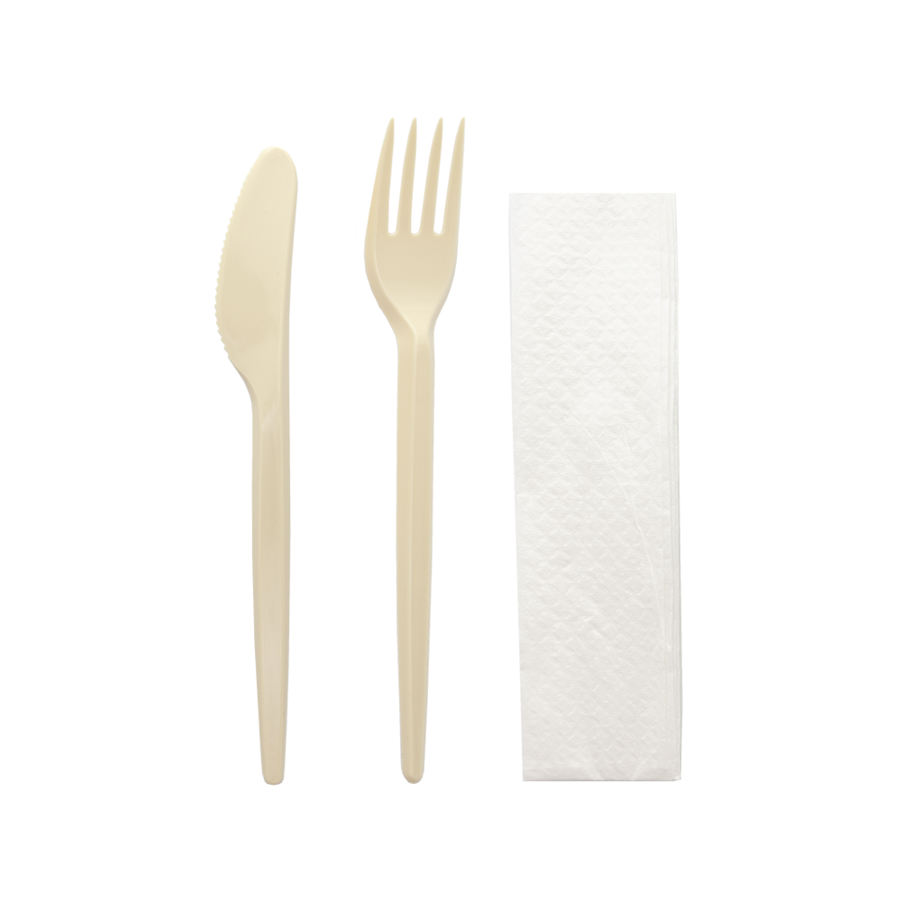 KIT TENEDOR+CUCHILLO REUTILIZABLES CON SERVILLETAS EN SOBRE DE PAPEL (EMB. INDIVIDUALMENTE) - Image 2