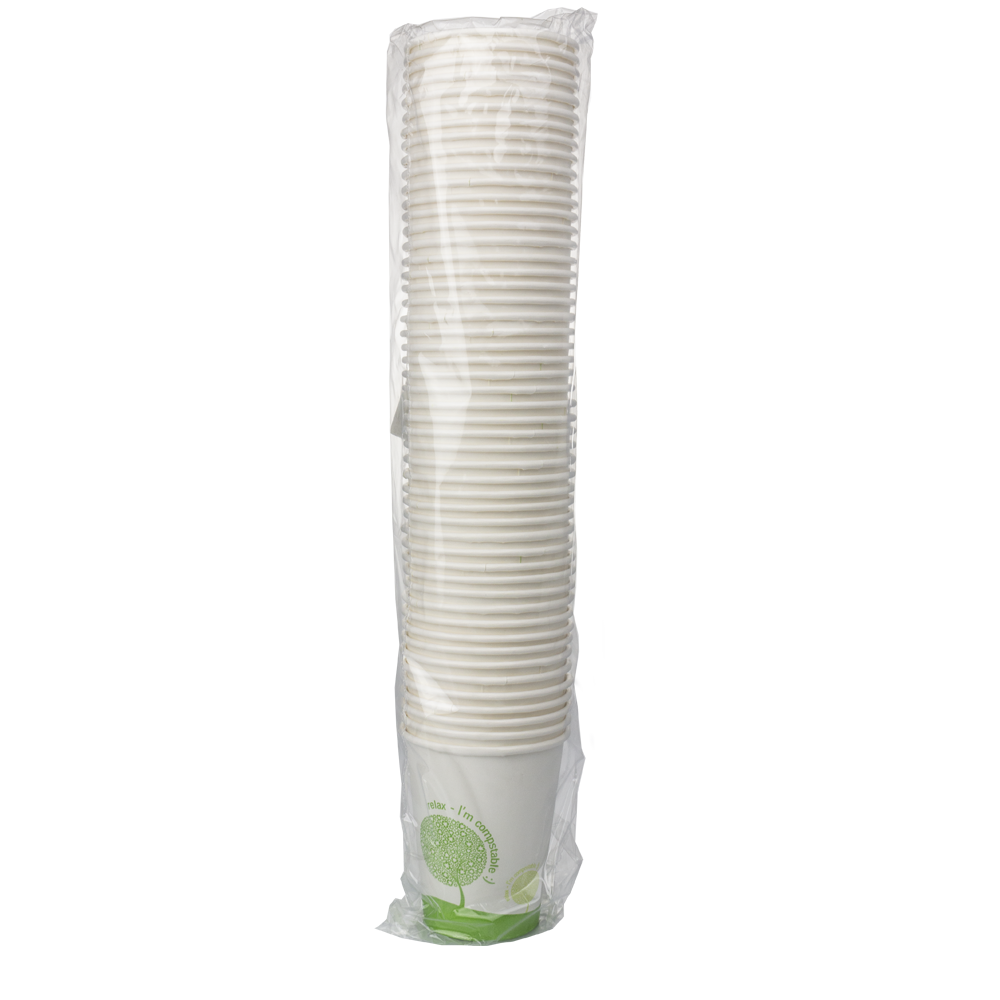 VASO DE PAPEL (CARTÓN) 100% BIO RELAX BLANCO 24CL (240ML/8OZ) - Image 3