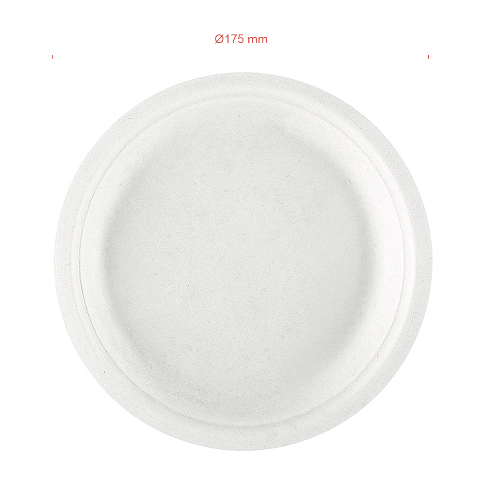 PLATO DE FIBRA DE CAÑA DE AZÚCAR BLANCO 23CM - Image 2