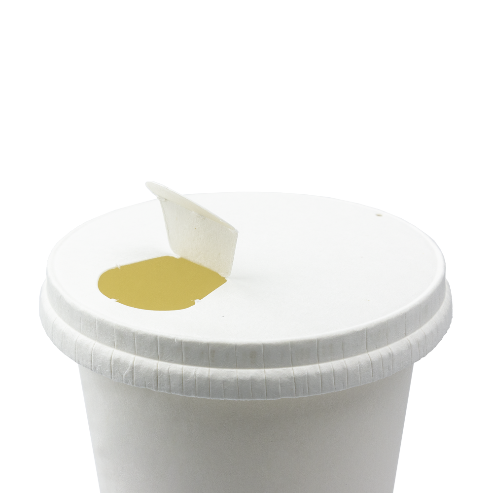 TAPA DE PAPEL BLANCA CON AGUJERO 80MM PARA VASOS 8OZ Y 12OZ - Image 2