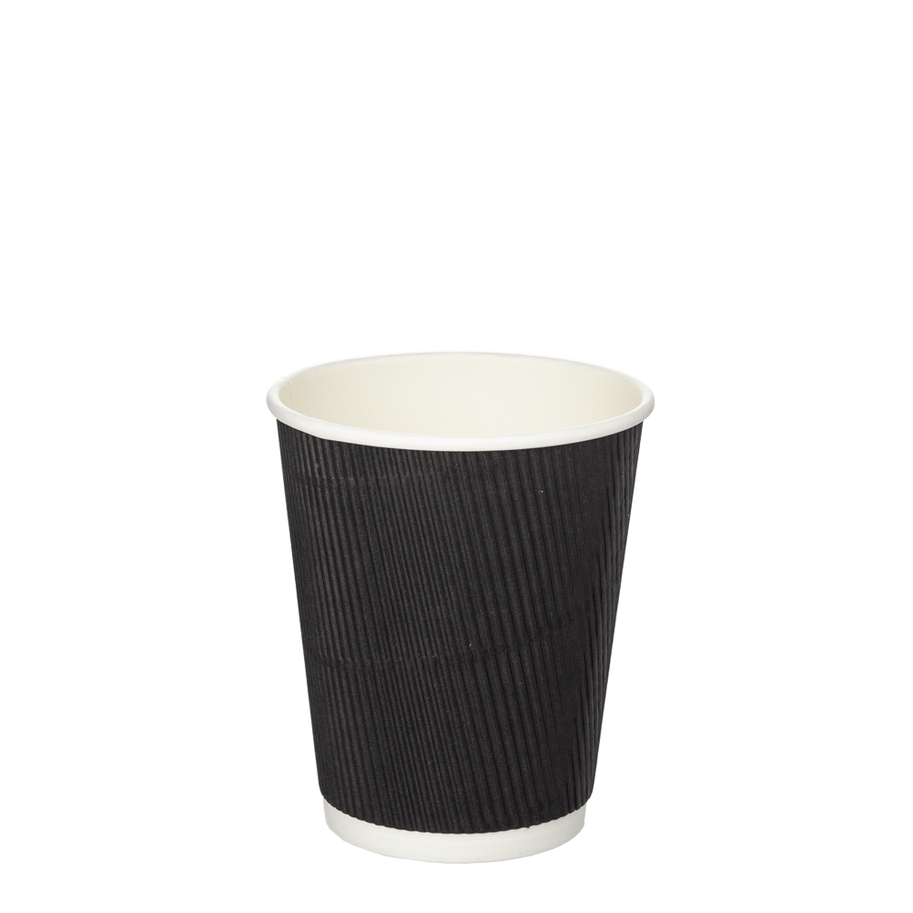VASO DE PAPEL (CARTÓN) CANALADO NEGRO TAPA NEGRA CON DIR. UE 24CL (240ML) - Image 3