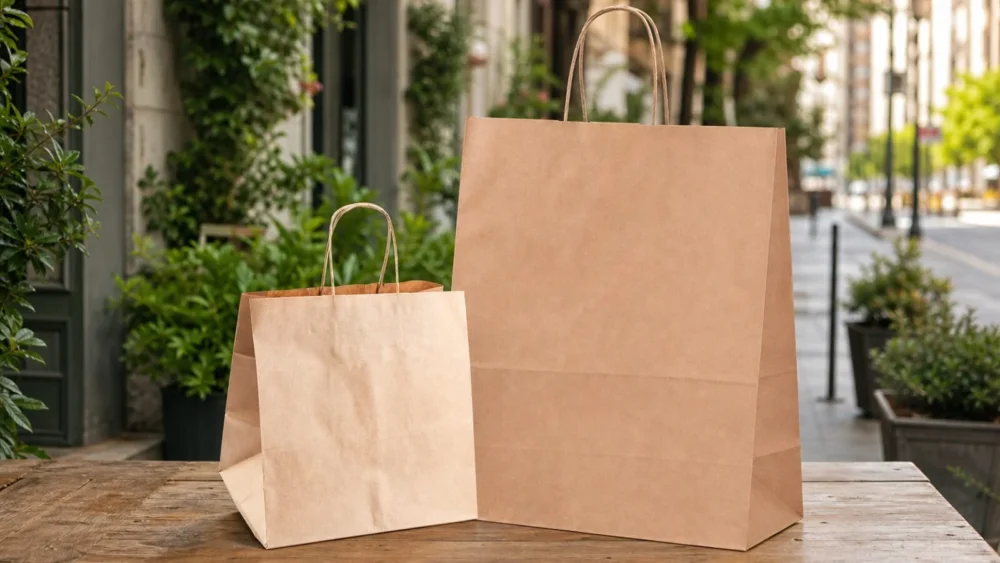 BOLSA DE PAPEL KRAFT CON ASA 26x24x17CM e BOLSA DE PAPEL KRAFT CON ASA 48x40x20CM: bolsa de papel kraft