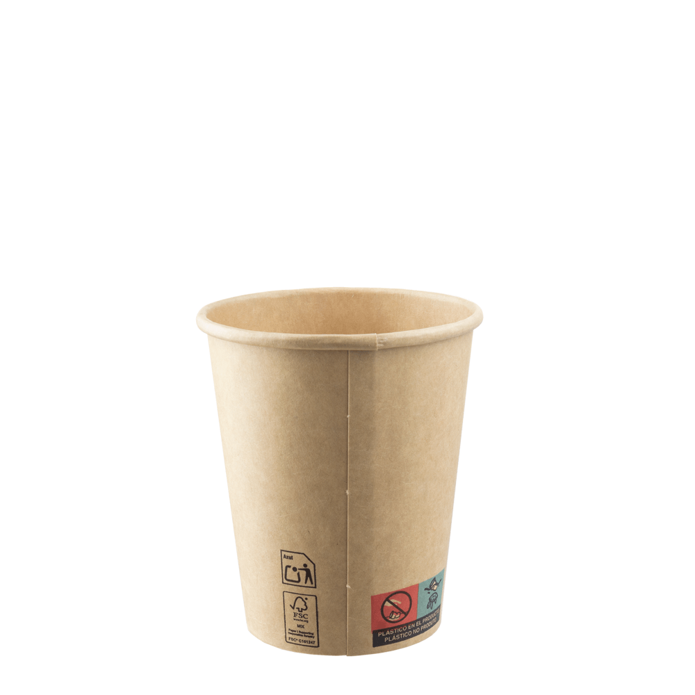 Detalhe do copo de papel kraft 24cl Copopalhinhas feito com materiais amigos do ambiente